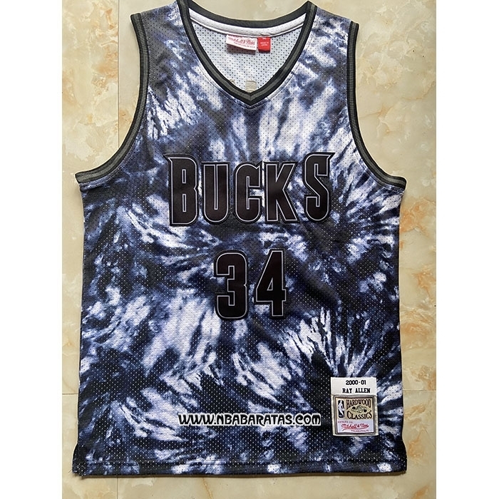 Camiseta Milwaukee Bucks Ray Allen #34 Mitchell & Ness 2001-02 Negro